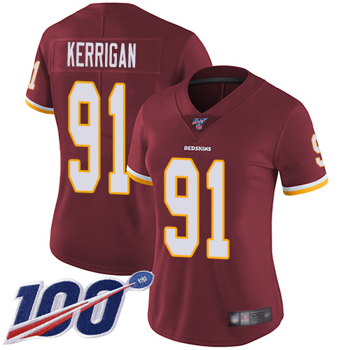 Washington Redskins Limited Burgundy Red Women Ryan Kerrigan Home Jersey NFL Football #91 100th->women nfl jersey->Women Jersey